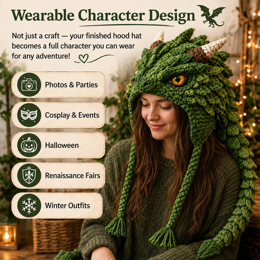 ⏰Last day Promotion 🔥- 🧵Fantasy Hood Hat DIY Crochet Kit – Create Your Own Magical Wearable Character Hat🎁Beginner Friendly