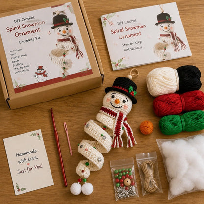⏰Last day Promotion 🔥-🎅🌲Crochet Snowman Spiral Oranment DIY Kit