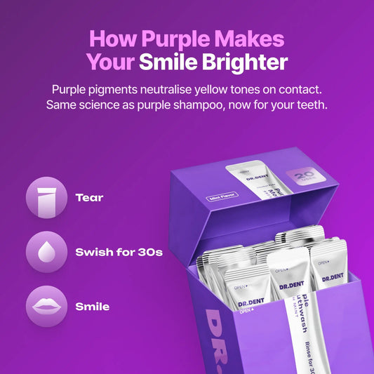 LAST DAY 49% OFF 💜Purple Mouthwash Sachets ✨✨No peroxide. No sensitivity. Just instant brightness.😁✨