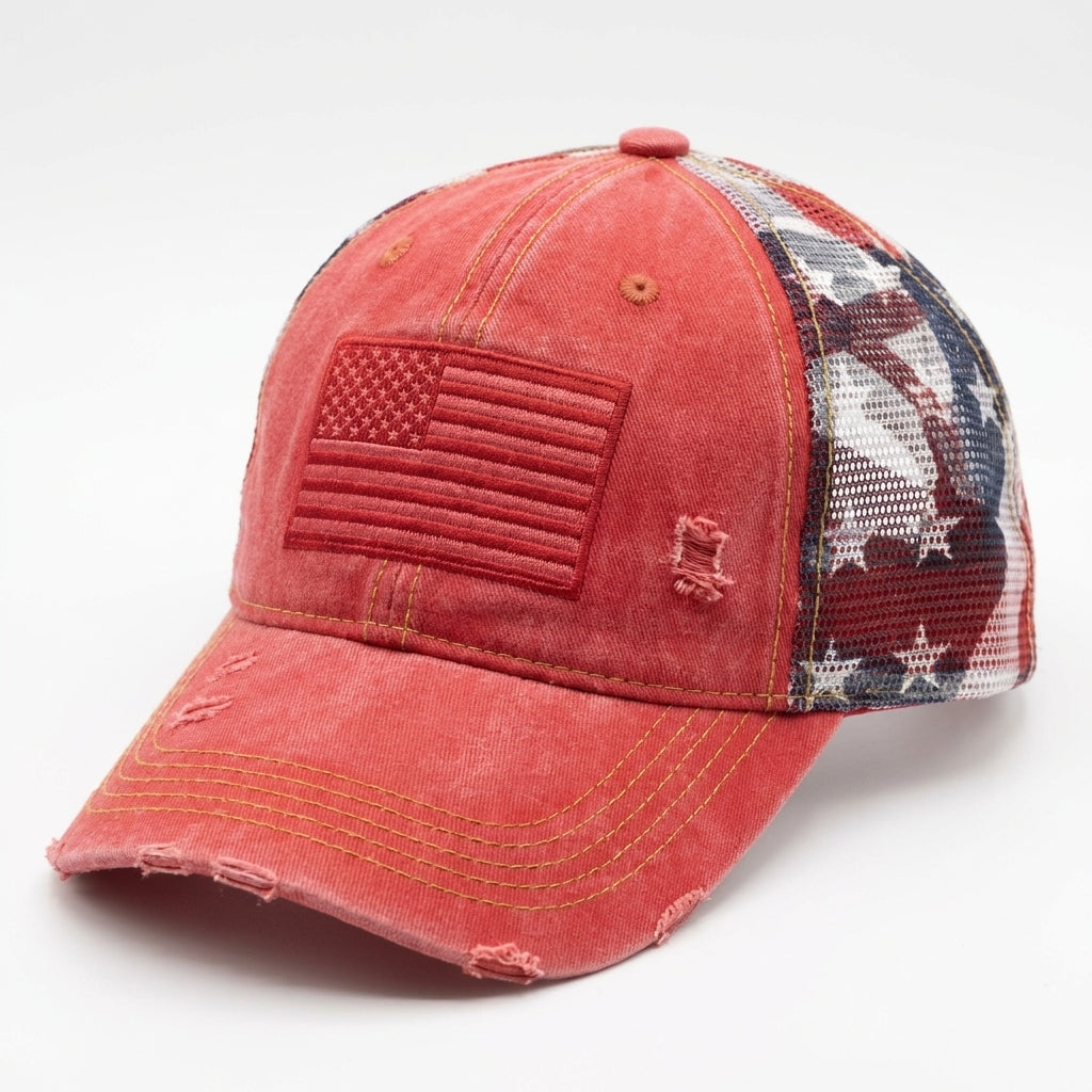 ✨ American Flag Ponytail Embroidered Hat Adjustable Summer Cap 🧢🔥
