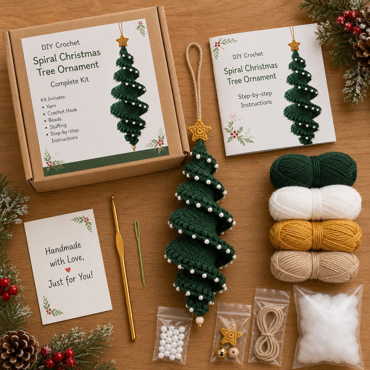 ⏰Last day Promotion 🔥-🎅🌲Crochet Snowman Spiral Oranment DIY Kit