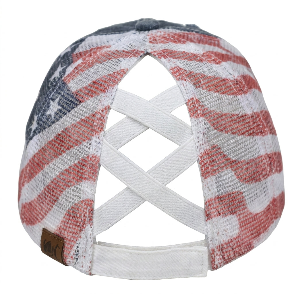 ✨ American Flag Ponytail Embroidered Hat Adjustable Summer Cap 🧢🔥