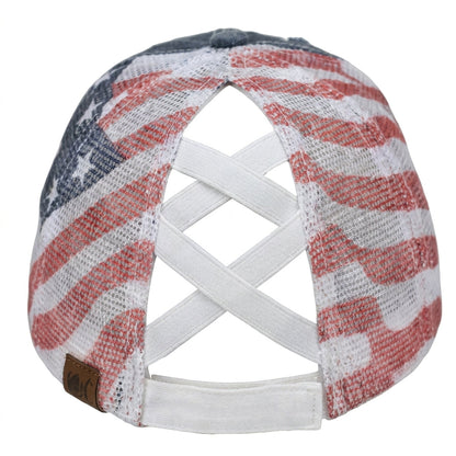 ✨ American Flag Ponytail Embroidered Hat Adjustable Summer Cap 🧢🔥