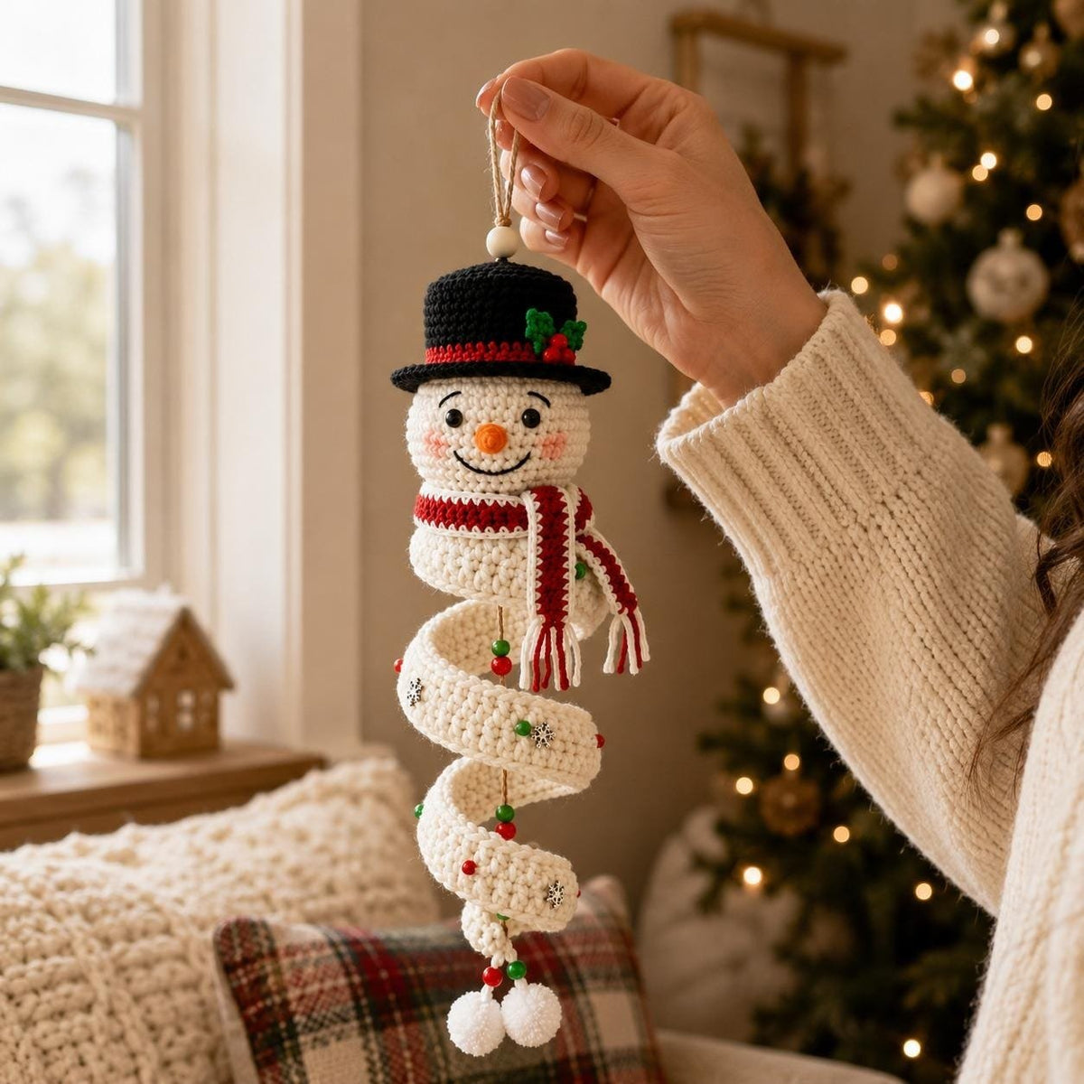 ⏰Last day Promotion 🔥-🎅🌲Crochet Snowman Spiral Oranment DIY Kit