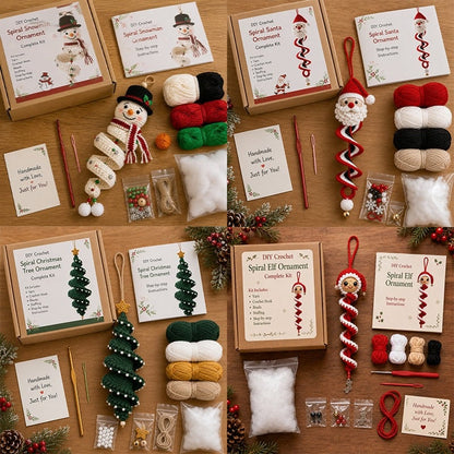 ⏰Last day Promotion 🔥-🎅🌲Crochet Snowman Spiral Oranment DIY Kit