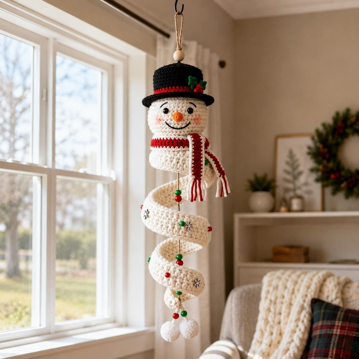 ⏰Last day Promotion 🔥-🎅🌲Crochet Snowman Spiral Oranment DIY Kit